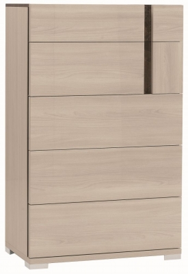 Product photograph of Teodora High Gloss 5 Drawer Chest from Choice Furniture Superstore