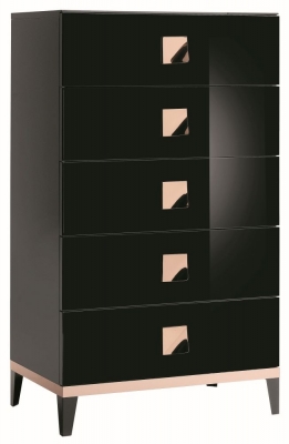 Product photograph of Alf Italia Mont Noir Black High Gloss 5 Drawer Chest from Choice Furniture Superstore