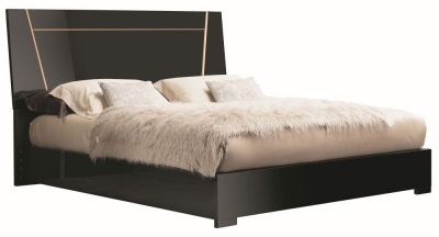 Product photograph of Alf Italia Mont Noir Black High Gloss Bed from Choice Furniture Superstore