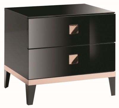 Alf Italia Mont Noir Black High Gloss Bedside Cabinet