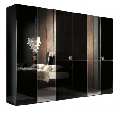 Alf Italia Mont Noir Black High Gloss Wardrobe