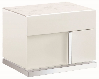Canova White High Gloss Bedside Cabinet Left