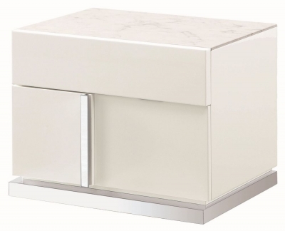 Product photograph of Canova White High Gloss Night Stand - Right from Choice Furniture Superstore