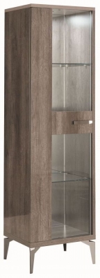 Product photograph of Alf Italia Matera Wood Grain Gloss 1 Door Vitrine - Lhf from Choice Furniture Superstore