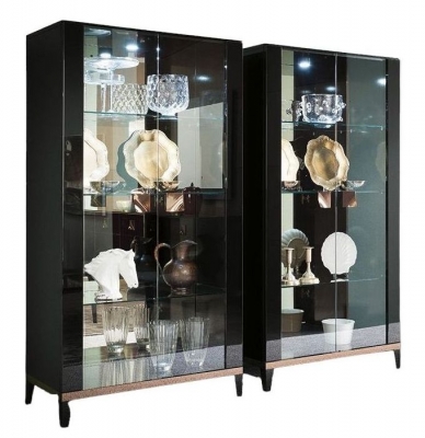 Product photograph of Alf Italia Mont Noir Black High Gloss 2 Door Curio Cabinet from Choice Furniture Superstore