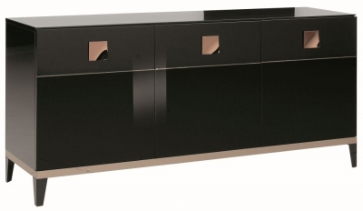Product photograph of Alf Italia Mont Noir Black High Gloss 3 Door Buffet Sideboard from Choice Furniture Superstore