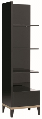 Alf Italia Mont Noir Black High Gloss Bookcase - Left