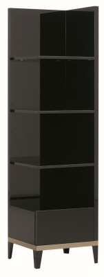 Product photograph of Alf Italia Mont Noir Black High Gloss Bookcase - Right from Choice Furniture Superstore