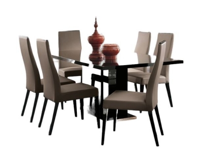 Product photograph of Alf Italia Mont Noir Black High Gloss Extending Dining Table And Chairs from Choice Furniture Superstore