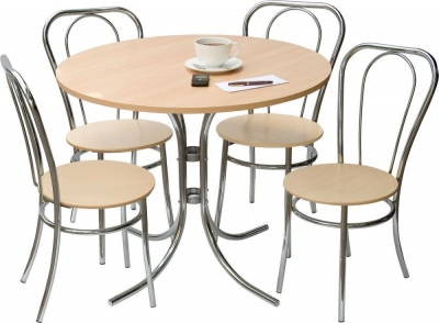 Product photograph of Teknik Beech Bistro Table And 4 Deluxe Chairs from Choice Furniture Superstore