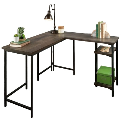 Teknik Industrial Style Smoked Oak L-Shaped Desk