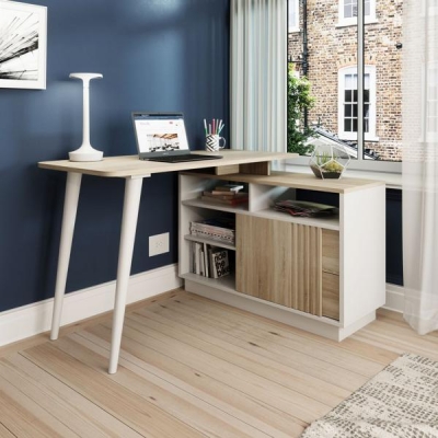 Product photograph of Teknik Bridge Sonoma Oak Desk from Choice Furniture Superstore