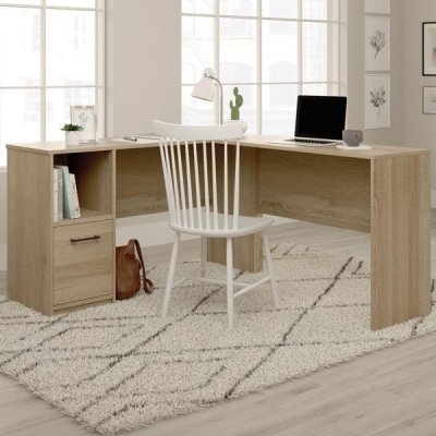 Product photograph of Teknik Essentials Oak L Shape Desk from Choice Furniture Superstore