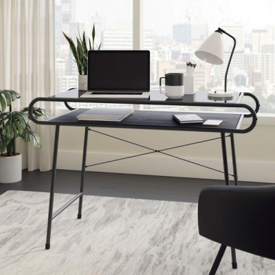 Teknik Metro Tempered Black Glass Desk