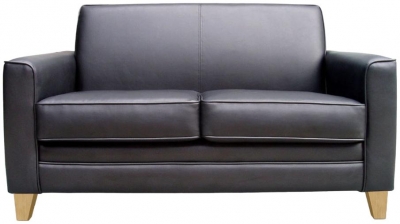 Product photograph of Teknik Newport Black Leather 2 Seater Sofa from Choice Furniture Superstore