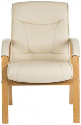 Product photograph of Teknik Knightsbridge Visitor Cream Leather Chair from Choice Furniture Superstore