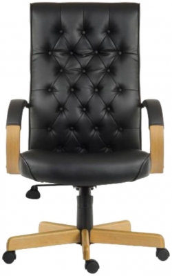 Product photograph of Teknik Warwick Noir Leather Button Back Chair from Choice Furniture Superstore