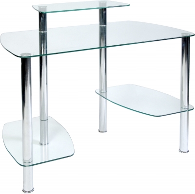Product photograph of Teknik Glacier Tempered Glass Workstation from Choice Furniture Superstore