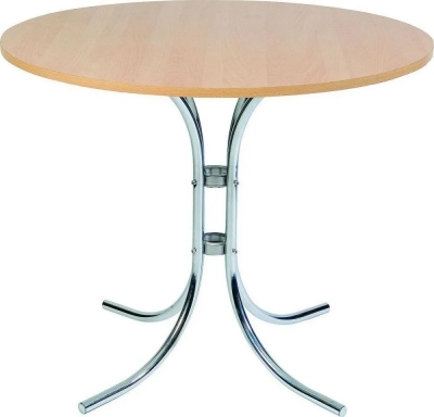 Product photograph of Teknik Round Bistro Table With Chrome Legs - Comes In Oak And White Options from Choice Furniture Superstore