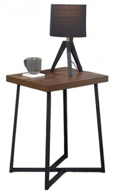 Product photograph of Teknik Geometric Canyon Lane Walnut Side Table from Choice Furniture Superstore