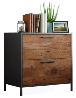 Product photograph of Teknik Boulevard Cafe Black And Oak 2 Drawer Filing Cabinet from Choice Furniture Superstore