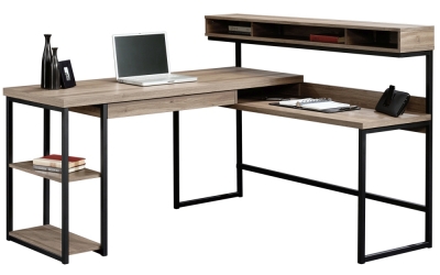 Product photograph of Teknik Streamline L-shaped Oak Desk from Choice Furniture Superstore