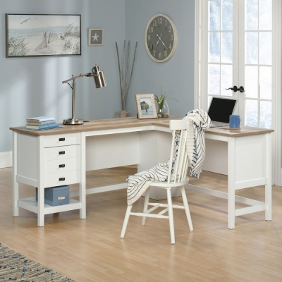 Teknik Shaker Style White And Oak L Shaped Desk