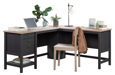 Product photograph of Teknik Shaker Style Raven Oak L-shaped Desk from Choice Furniture Superstore