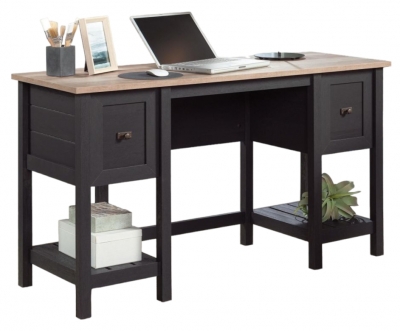 Product photograph of Teknik Shaker Style Raven Oak 2 Drawer Desk from Choice Furniture Superstore