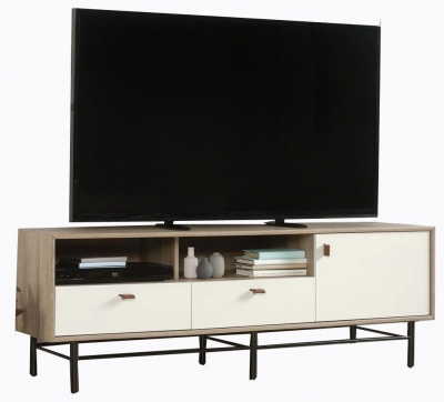 Product photograph of Teknik Avon Sky Oak And White Tv Stand from Choice Furniture Superstore