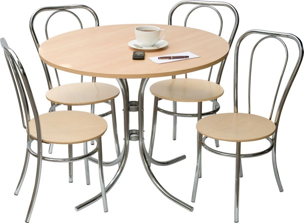 Teknik Beech Bistro Table and 4 Deluxe Chairs