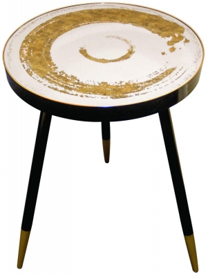Product photograph of Mindy Brownes Bellatrix Gold Swirl Effect Round Side Table from Choice Furniture Superstore