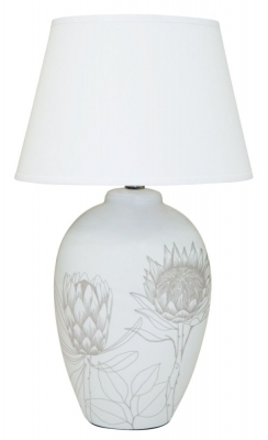 Product photograph of Mindy Brownes Serene White Floral Ceramic Table Lamp from Choice Furniture Superstore