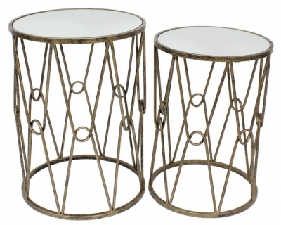 Product photograph of Mindy Brownes Wendover Antique Gold Side Table Set Of 2 from Choice Furniture Superstore