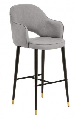 Mindy Brownes Hadley Grey Leather Highback Barstool (Sold in Pairs)