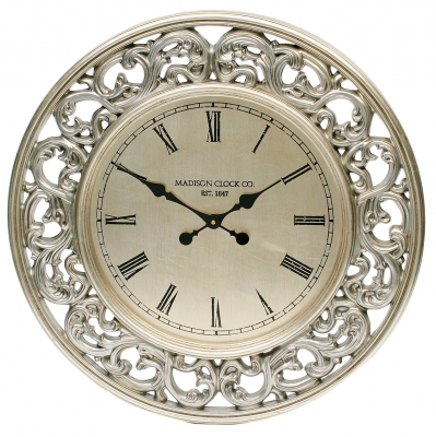 Product photograph of Mindy Brownes Gannon Antique Silver Round Wall Clock - Dia 71cm from Choice Furniture Superstore