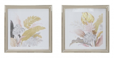 Product photograph of Mindy Brownes Tropical 2 Set Gold Floral Prints Photo Frame Set Of 2 from Choice Furniture Superstore