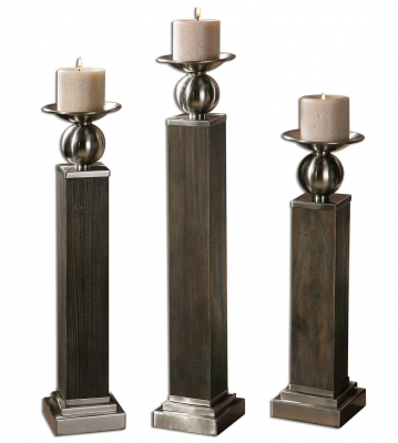 Product photograph of Mindy Brownes Hestia Gray Candle Holders Set Of 3 from Choice Furniture Superstore