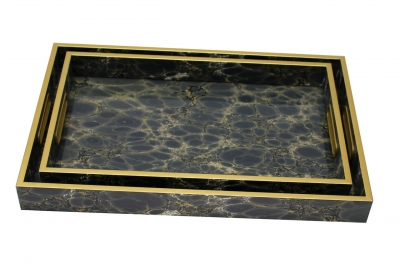 Product photograph of Mindy Brownes Serving 2 Set Deep Blue Tray Set Of 2 from Choice Furniture Superstore