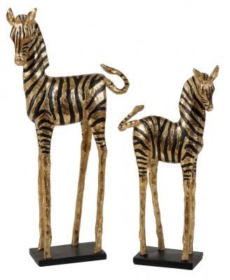 Product photograph of Mindy Brownes Bright Gold And Black Hand Painted Zebra Set Of 2 from Choice Furniture Superstore