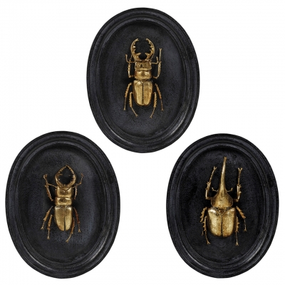 Product photograph of Mindy Brownes Insect Plaque Gold Set Of 3 from Choice Furniture Superstore