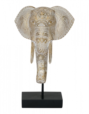 Product photograph of Mindy Brownes Elephant Gold And White Large Head Sculpture Set Of 2 from Choice Furniture Superstore