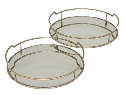 Product photograph of Mindy Brownes Drina 2 Set Mirrored Antique Gold Trays Set Of 4 from Choice Furniture Superstore