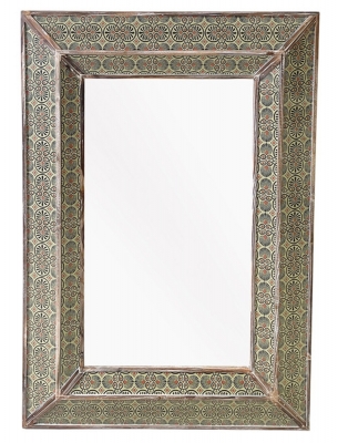 Product photograph of Mindy Brownes Amira Green And Brown Rectangular Mirror - 80cm X 110cm from Choice Furniture Superstore