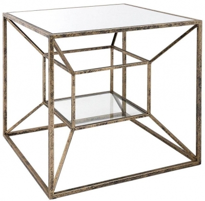 Product photograph of Gold Metal With Smoke Glass End Table from Choice Furniture Superstore