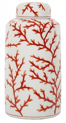 Product photograph of Mindy Brownes Lena Burnt Orange Coral Swirls Jar Set Of 2 from Choice Furniture Superstore