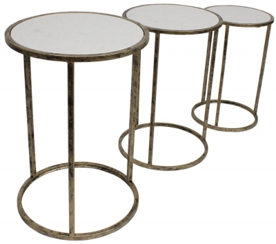 Clearance Mindy Brownes Champagne Gold Nest Of 3 Tables D612