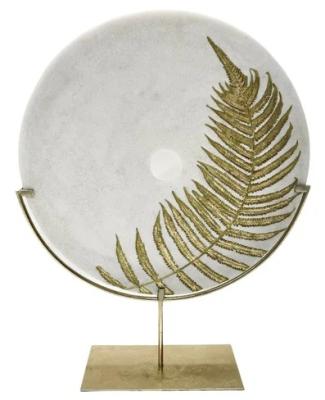 Product photograph of Mindy Brownes White And Gold Leaf Circle Decor from Choice Furniture Superstore