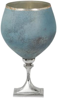 Product photograph of Mindy Brownes Catalina Silver And Blue Glass Candle Holder from Choice Furniture Superstore