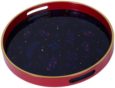 Mindy Brownes Festive Night Red And Blue Glass Tray Set Of 2